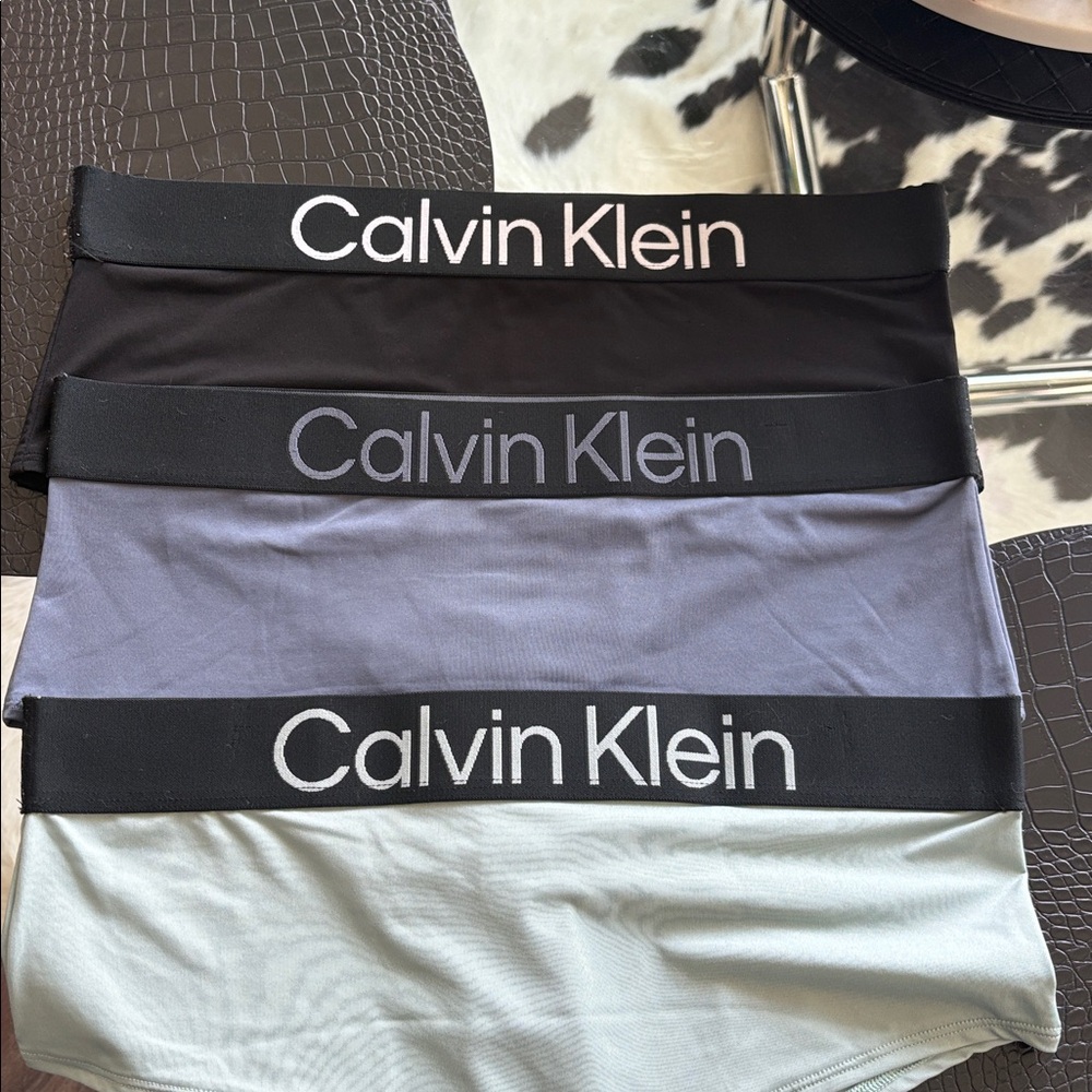 Calvin Klein Black, Gray, and Light Green Underwear Trio
